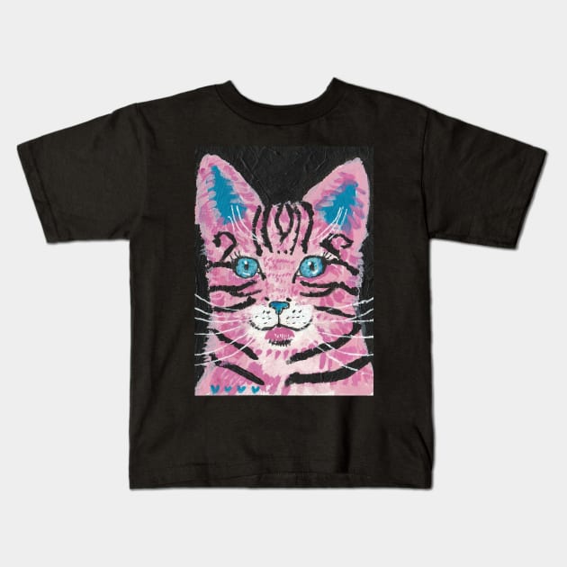 Pink Tabby cat Kids T-Shirt by SamsArtworks